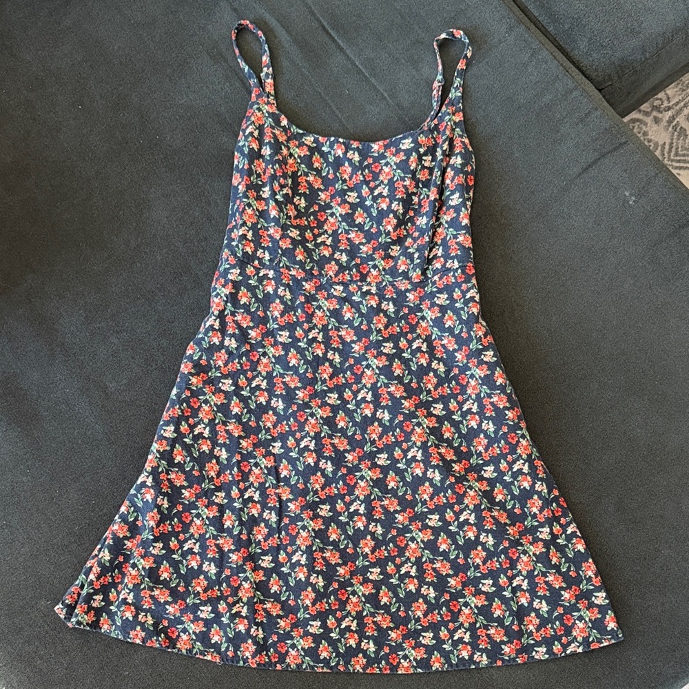 Old Navy Navy Floral Sundress with Red & Cream Blossoms